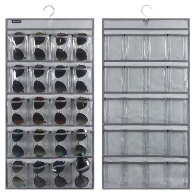 Organizador de gafas de sol colgante de doble cara para montaje en pared.