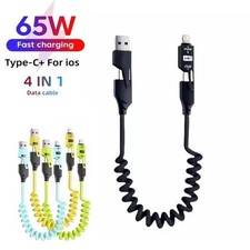 4000000 in 2 Multi USB Charging Cable Fast 75W Charging Coiled USB C