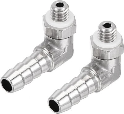 6mm Nickel-Plated Copper Hose Barb Elbow M6x1 Male Thread Connector