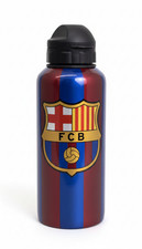 Alusport FC Barcelona Metal Water Bottle 7.5in Maroon Blue Soccer Sport Flask