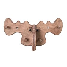 Moose Head Wood Coat Rack Kitsch Funny Kids Room Farmhouse Farm Cottage Core