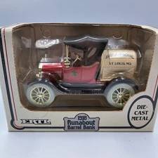 1918 Runabout Barrel Locking Coin Bank Anheuser Busch Vintage 1988 
