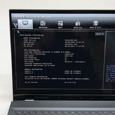 MSI Summit MS-1591 Laptop i7 1195G7 2.90GHZ 16