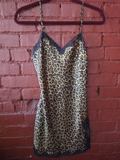 Y2K Victoria Secret Slip On Dress Camisole Cheetah Print Lace Trim Coquette XS