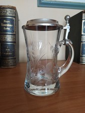 Edler Kristall Bierkrug , Zinndeckel, 0,5 L