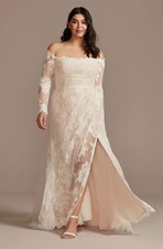 Wedding Dress Ivory 20W | Melissa Sweet | Off Shoulder Long Sleeve