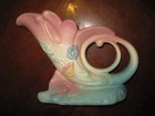 Vintage Antique Hull Art Pottery Bow Knot Cornucopia Vase Planter Pink & Blue