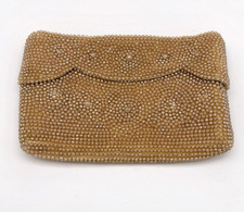 Vintage 1950s Japan Hand Beaded Faux Pearl Envelope Clutch Evening Bag
