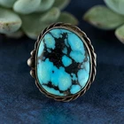 Vintage Southwestern Sterling Silver Turquoise Ring Size 7.5