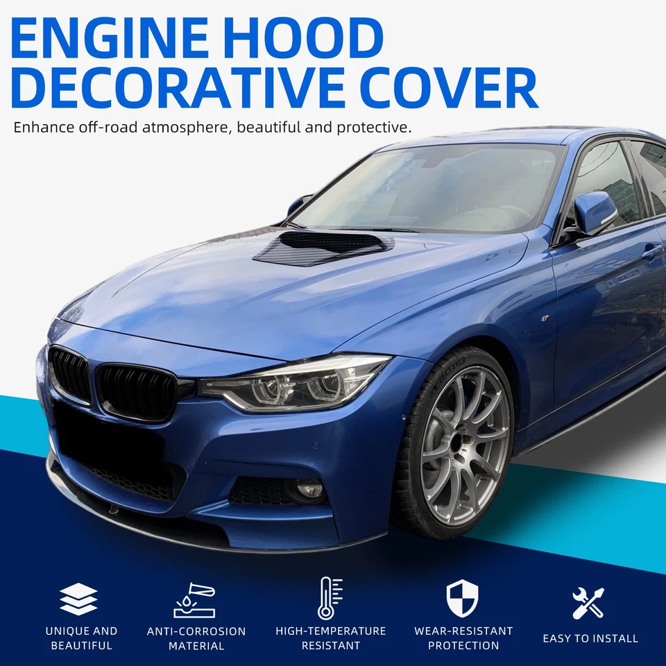 For Hyundai Sonata Sport Carbon Car Air Flow Intake Hood Bonnet Scoop Vent Cover - Image 3 of 4