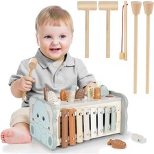 Montessori Holzspielzeug 4 in 1 Lernspielzeug Musik Motorik Geschenk Kinder a...
