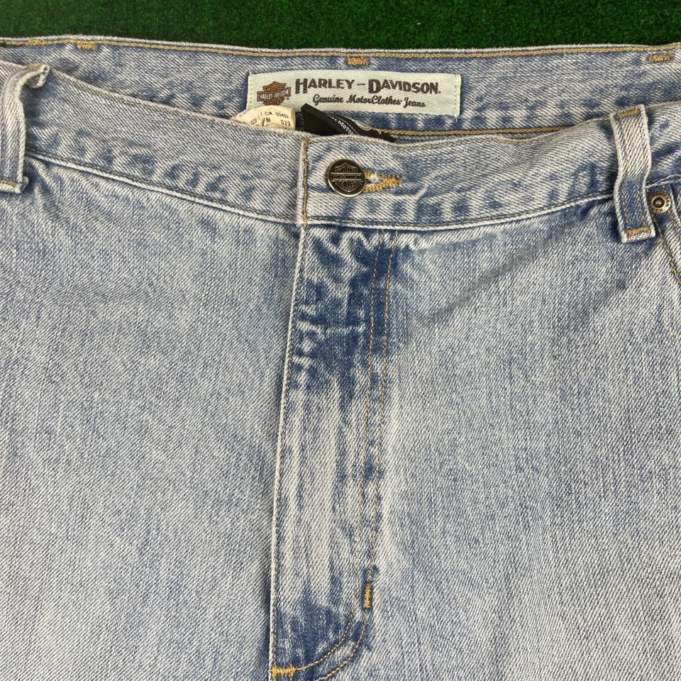 Подлинные мужские джинсы Harley Davidson MotorClothes 44x30 легкая стирка джинсовая ткань синие - Изображение 4 из 4