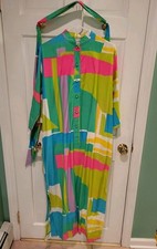 Vintage 1970s Catherine Ogust for Penthouse Gallery Geometric Cotton Tunic Dress