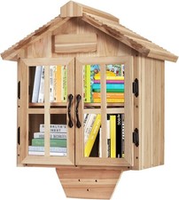 Little Library Box Outdoor Free Library Kit, Updated Double Doors Literature Lit