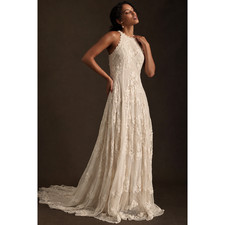 BHLDN Celine Anthropologie Size 26W Ivory Lace Boho Wedding Gown Bridal Dress