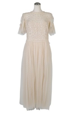 Needle & Thread Damen Kleid Gr. 42 (UK 16) Creme A-Linie Maxikleid Dress