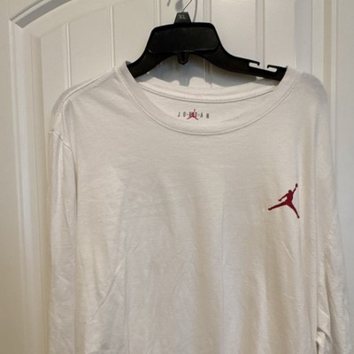 Jordan Men's White Long Sleeve Pullover T-Shirt XXL 100% Cotton Jumpman