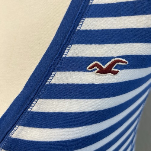 Y2K 2000s Hollister Top Womens Size XS Blue Striped Long Slim Deep V Neck Preppy - Picture 3 of 12