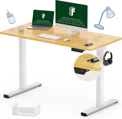 WHITE/BAMBOO - FLEXISPOT ELECTRIC STANDING DESK 48 X 24