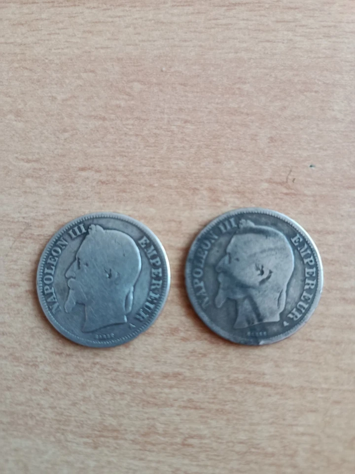 2 Pièces De 2 Francs Napoléon En Argent Poids 18,87g - Photo 1/3