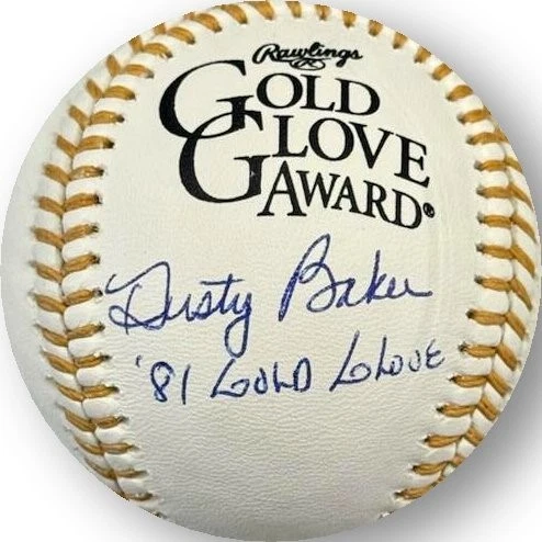 Guante de Oro Autografiado Firmado por Dusty Baker Gigantes de Béisbol Dodgers Inscrito