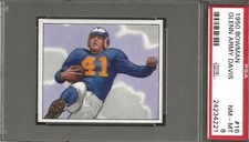 1950 Bowman #16 GLENN DAVIS Los Angeles Rams ROOKIE - PSA 8 Only 10 Higher