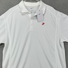 NEW Nike Mens Large Shirt Golf Polo White Rugby Short Sleeve Performance Logo
