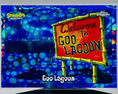 2025 Topps Chrome SpongeBob Goo Lagoon Blue Bubbles /99 #42 NM Pack Fresh
