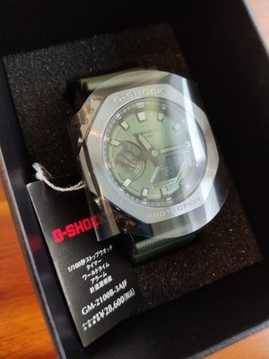 brand new unused Casioak metal covered GM 2100B 3AJF green G-Shock 2100 carbon