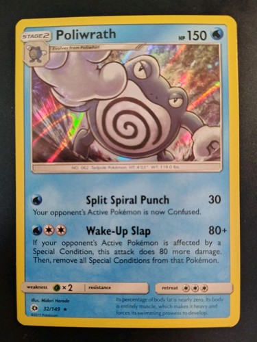 Pokemon Sun & Moon Base Set Poliwrath 32/149 Holo Rare Excellent