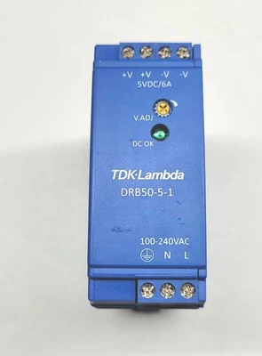 TDK-Lambda DRB50-5-1 5V DC 6A DIN Rail Power Supply 30W (100 - 240V AC Input) - Image 1 of 2