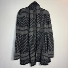 BCBGMAXAZRIA Shadia Textured Cardigan Sweater Coat Small Black Gray