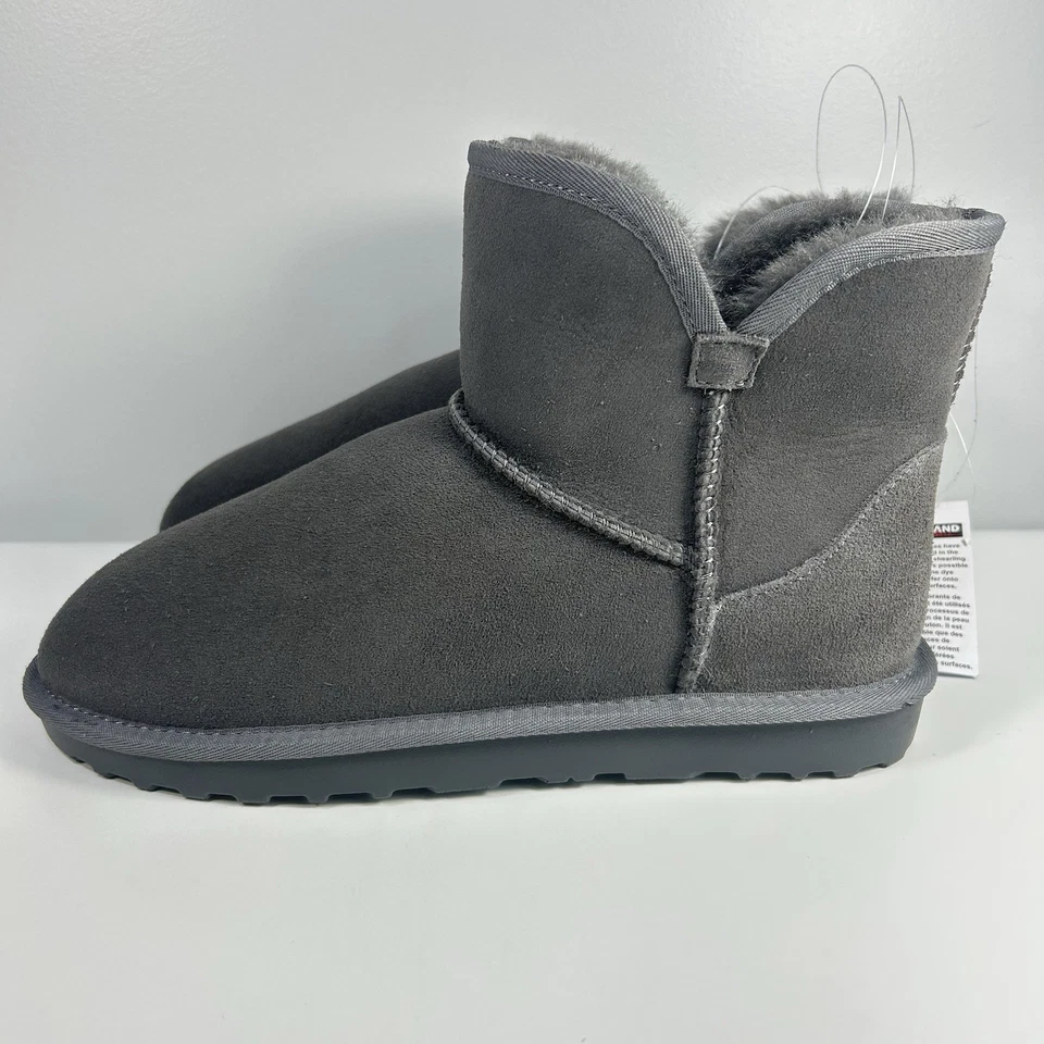 Kirkland Signature 100% Shearling Women’s 9 Scalloped Edge Suede Grey Boots NEW Foto 4 de 4