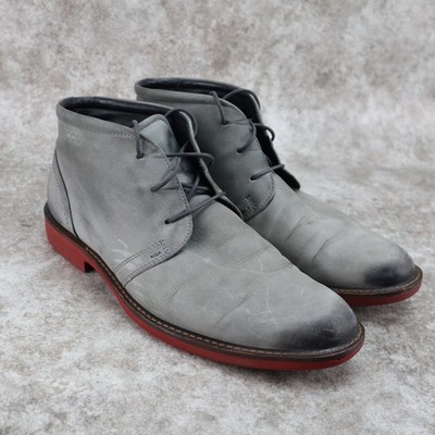 Ecco Hybrid Chukka Boots Gray Leather Burnished Toe Mens Sz 43 EU 9 - 9.5 US