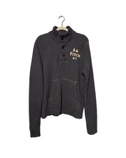 ABERCROMBIE  FITCH Sweatshirt Mens Large Charcoal Distressed Y2K Muscle Preppy