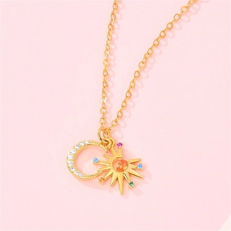 PANDACH 925 Sterling Silver Sun & Moon Pendant Necklace For Women Jewelry Gifts - Image 4 of 4