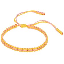 Lucky Handmade Braided Rope String Bracelet, Prayer Bracelet, Yellow Pink