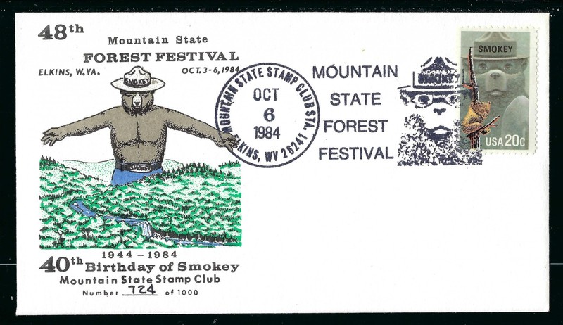 Fire / 40th Birthday of Smokey / Sponsored by Mountain State Stanp Club. 