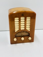 VTG EMERSON BT-245 DECO CATALIN TUBE RADIO IN  BUTTERSCOTCH SWIRL & IVORY