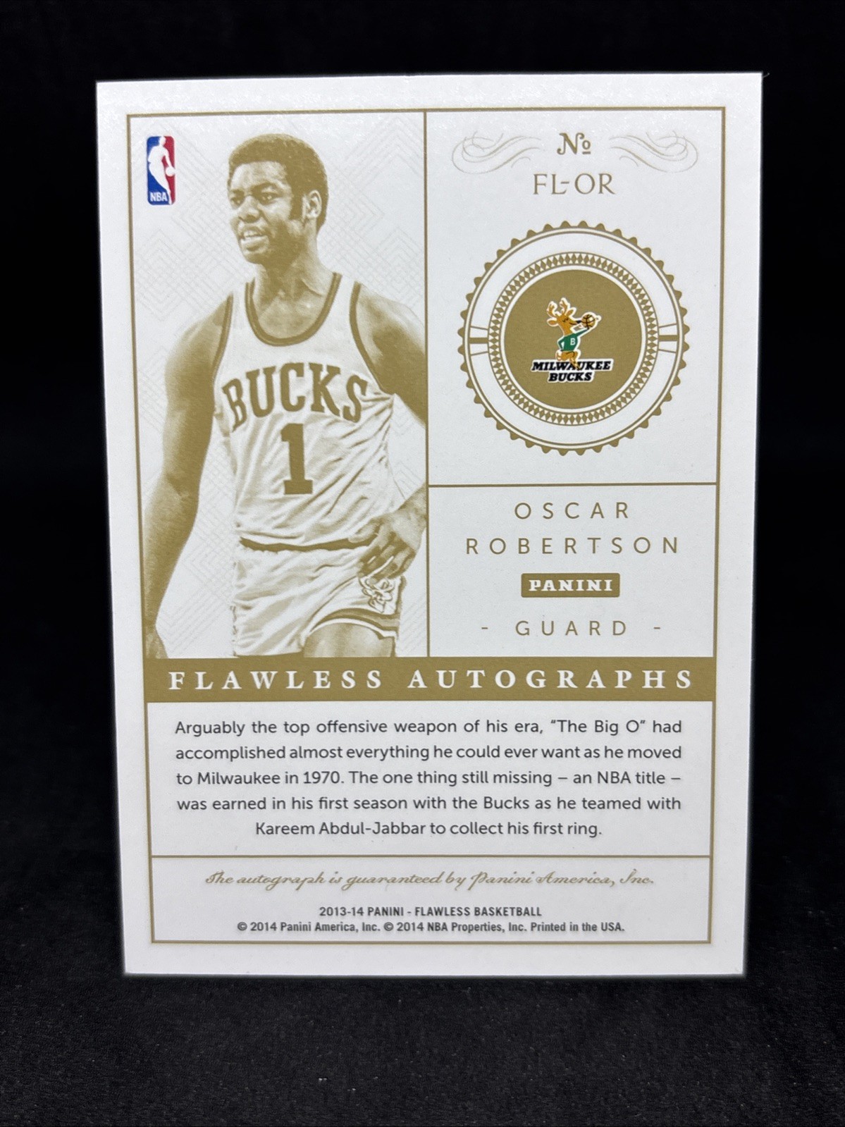 OSCAR ROBERTSON 2013-14 PANINI FLAWLESS AUTOGRAPHS AUTO 16/20 - #FL-OR - Bucks view 4