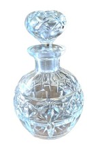 Crystal cut glass perfume bottle with stopper. Very good condition.