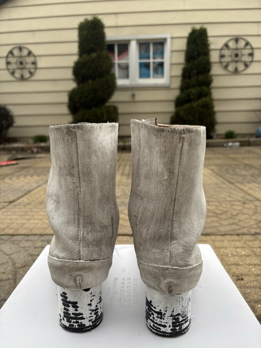 Maison Margiela Men's Split Toe Painted Heel Distressed Boots