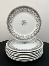 🟢 (8) J&G Meakin Persian Brown 9 3/4” Plates Antique England Fine Ironstone