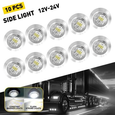 10 3/4'' Round Strobe+Steady White LED Signal Trailer Clearance Side Marker Light