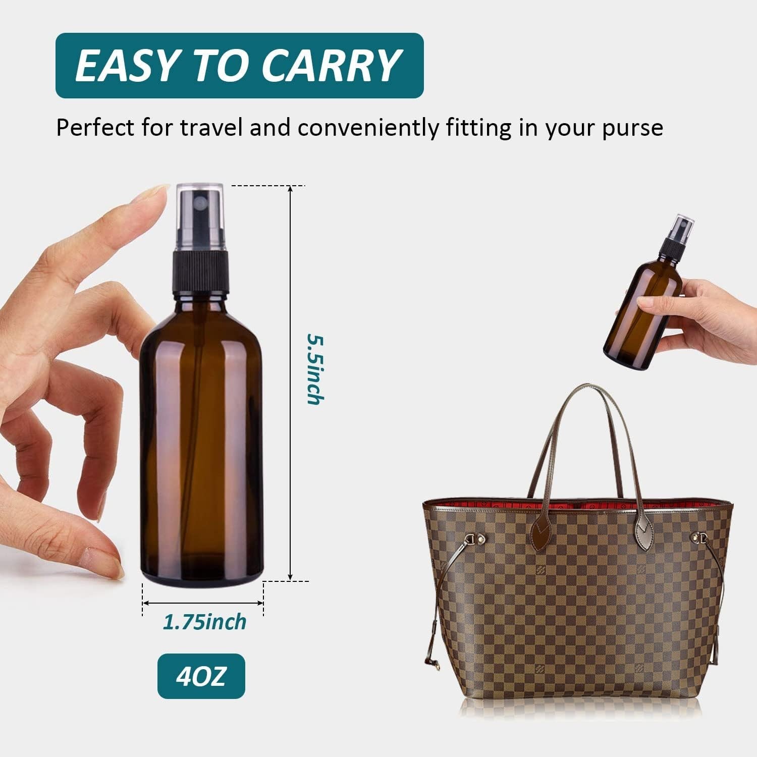 4 oz Amber Glass Spray Bottles for Essential Oils, Small 4oz-2pack,