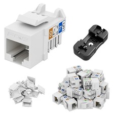 24 Pack Cat6 Keystone Jacks and Punch down Stand Slim Profile RJ45 FGB