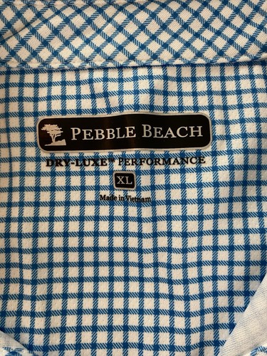 Pebble Beach Polo Men’s XL Dry-Luxe Performance Blue Check Pattern Logo - Picture 3 of 6