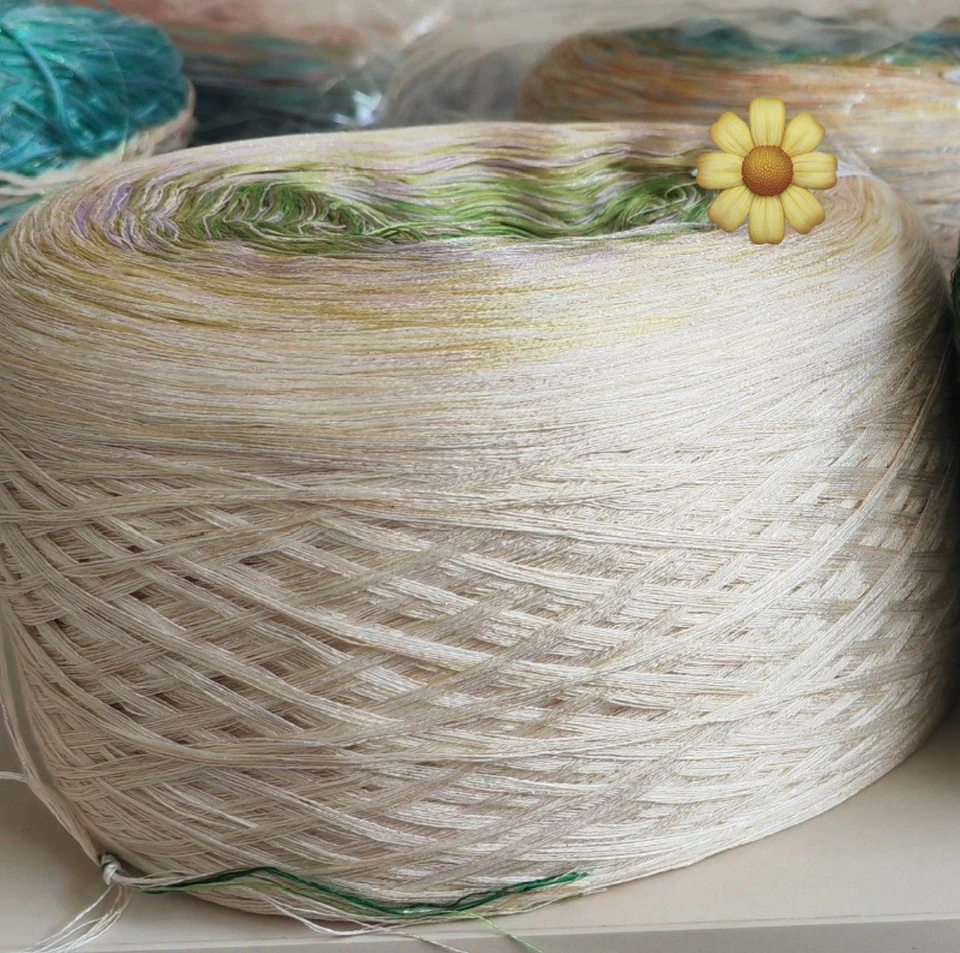 Пряжа из хлопка Lyocell Tencel Sultan Ombre Cake цвета слоновой кости зеленая 1,06 фунта 2600 ярдов - Изображение 4 из 4