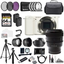 Sony ZV-E10 White Body  Planar T FE 50mm f/1.4 ZA Lens 64GB 9PC Filter-MEGAKit