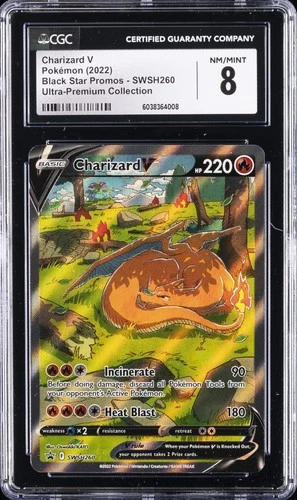 2022 POKEMON BLACK STAR PROMOS ULTRA-PREM COLL #SWSH260 CHARIZARD V CGC 8